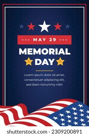 Realistic memorial day vertical flyer template