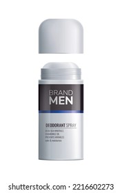 Realistic men deodorant stick with opened cap vector illustration