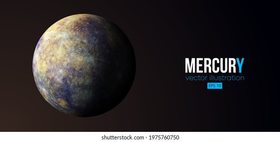 Realistic Mercury planet from space. Vector illustration