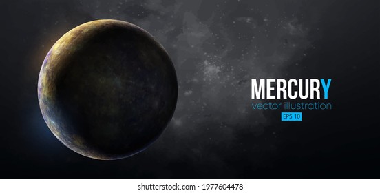 Realistic Mercury planet from space. Vector illustration