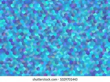 Realistic Mermaid Tail Scales Seamless Vector Pattern. Iridescent Turquoise and Aqua Blue Gradient Sequins Print. Glistening Fish Skin Scalloped Background. Repeating Pattern Tile Swatch Included.