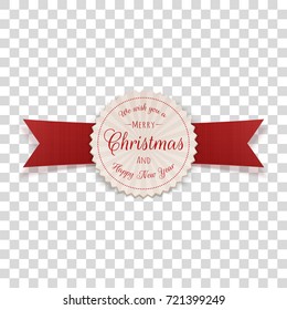 Realistic Merry Christmas Label with Text