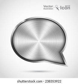 Realistic metal button. Speech bubble sign icon, vector illustration. Vector illustration.