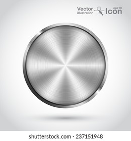 Realistic Metal Button. Vector Illustration.