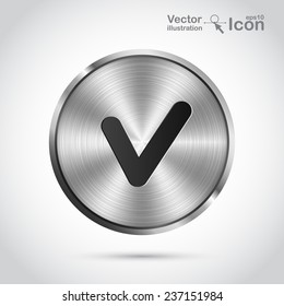 Realistic metal button. Vector illustration.