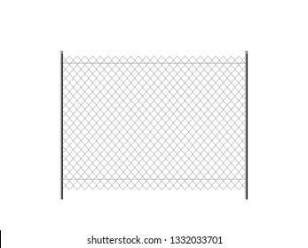 Realistic metal chain link fence. Art design gate. Prison barrier, secured property. The chain link of fence wire mesh steel metal. Rabitz.