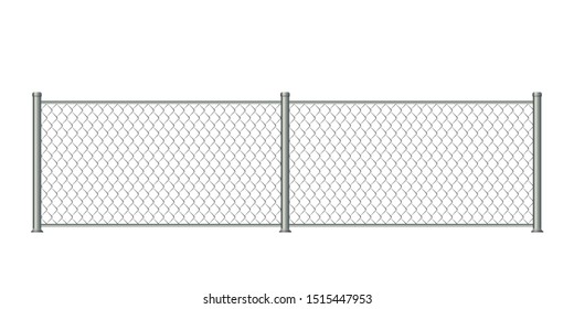 Realistic metal chain link fence isolated