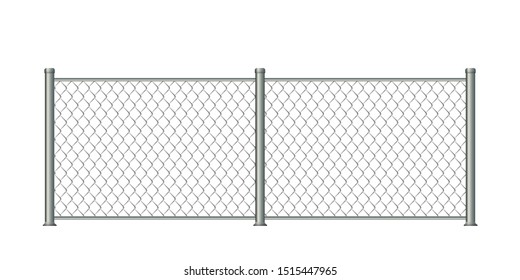 Realistic metal chain link fence isolated