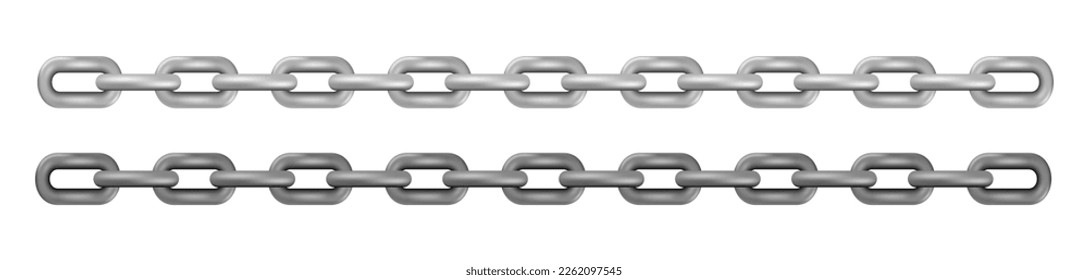 Realistic Metal Chain links isolated on white background.Vector