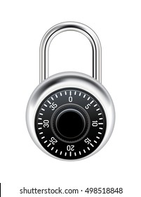 A realistic metal combination lock isolated on white illustration. Vector EPS 10 available.