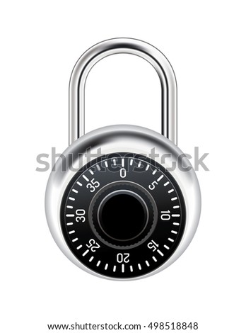 A realistic metal combination lock isolated on white illustration. Vector EPS 10 available.