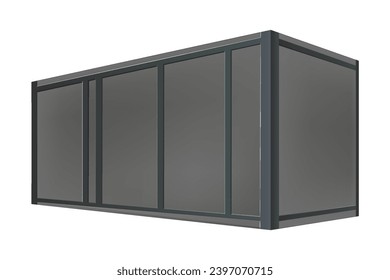 Realistic metal container, cabinet. Empty box isolated on white background. 3d illustration.