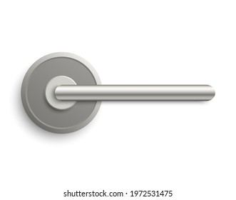 Realistic Metal Door Handle Isolated On White Background. Template Design For Home, Room Interior, Office, Hotel. Metal Doorknob. Straight Entrance Opening Mechanism. 3d Vector Illustration