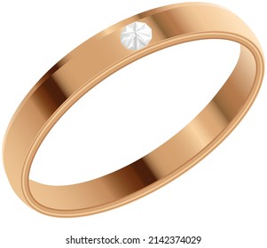 Realistic metal, gold wedding ring