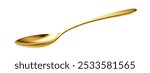 Realistic metal golden spoon. 3D gold teaspoon isolated on white background.table utensils.vector illustration