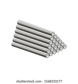 Realistic metal pipes are folded into a pyramid.3d  vector illustration and realistic isometric view.