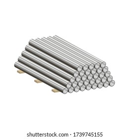 Realistic metal pipes are into a pyramid.Vector isometric and 3D view.