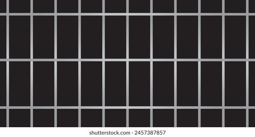 realistic metal prison bars. Detailed jail cage, prison iron fence. Criminal background. Vector illustration. Stock image.