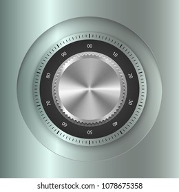 Realistic metal safe lock, security concept
