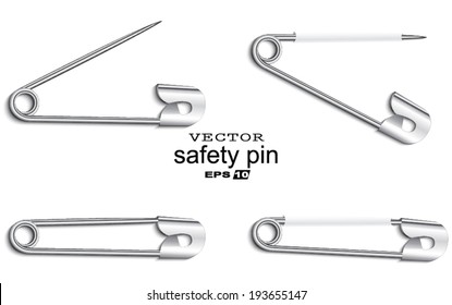 realistic metal safety pin set/ vector illustration eps 10