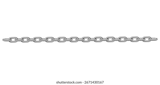 Realistic Metal Silver Chain Vector Illustration.	