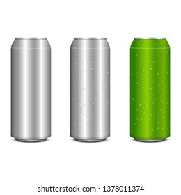 Realistic metal soda can vector design illustration isolated on white background