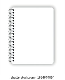 Realistic metal spiral vector blank notebook isolated on white