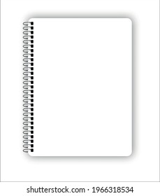 Realistic metal spiral vector blank notebook isolated on white
