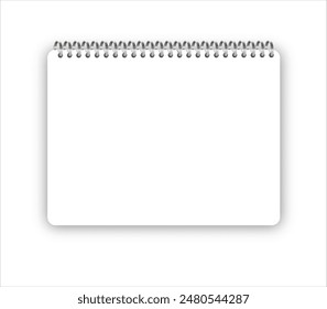 Realistic metal spiral vector blank notebook isolated on white