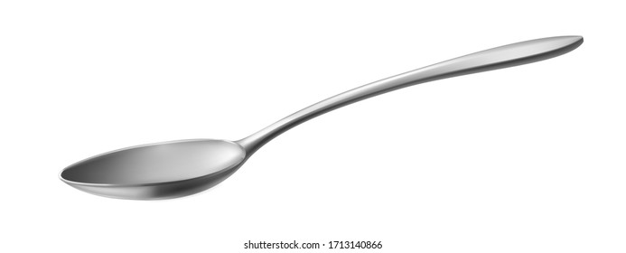 Realistic metal spoon. 3D silver teaspoon isolated on white background.table utensils.vector illustration
