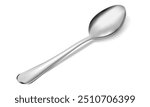 Realistic metal spoon icon isolated on white background. 3d realism. Vector teaspoon illustration isolated on white background.