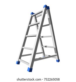 Realistic metal staircase on a white background. Vector illustration