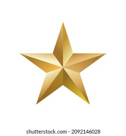 realistic metal star. 3d flat image of golden star. design for the holidays. Vector illustration, eps 10.