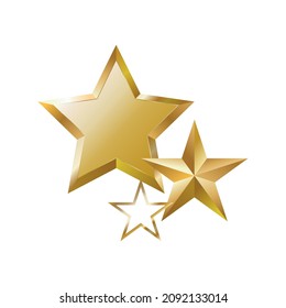 realistic metal stars. 3d flat image of golden stars. design for the holidays. Vector illustration, eps 10.