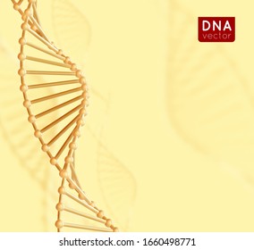 Realistic metal Vector DNA structure molecule helix, spiral on blure background. Medical science, chemistry biology, genetic biotechnology. Corona virus