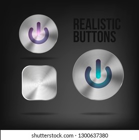 realistic metallic buttons on off vector