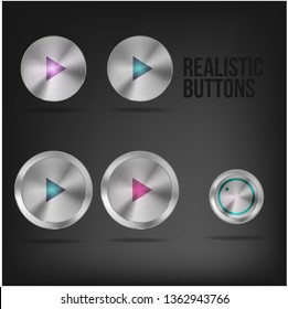 realistic metallic buttons on off  play vector