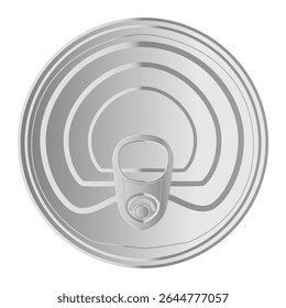 Realistic metallic can lid featuring a ring pull, viewed from above, emphasizing food preservation and storage while highlighting the importance of safety and freshness in packaging