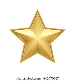 Realistic metallic golden star isolated on white background. Vector illustration EPS10