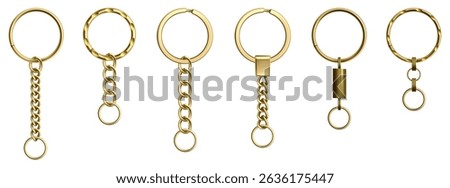 Realistic metallic keychain holders vector illustration