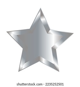  Realistic metallic  silver five pointed star icon isolated on white background. Trendy logo design template.Vector illustration 