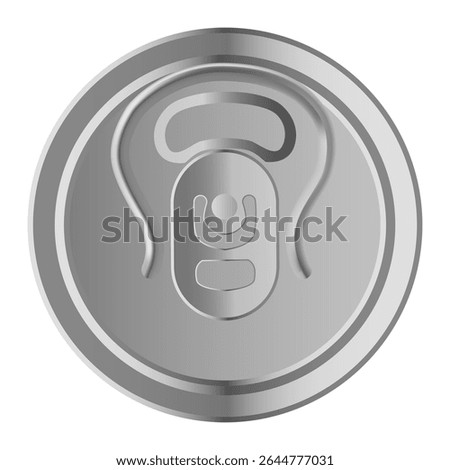 Realistic metallic top of a beverage can featuring a convenient ring pull opening, highlighting ease of access for enjoying refreshing drinks like soda and beer