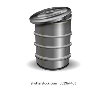 Realistic Metallic Trash Can