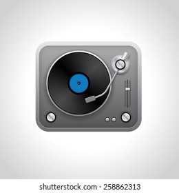 Realistic metallic vinyl turntable illustration in vector