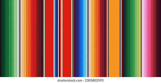 Realistic mexican blanket stripes seamless pattern. Colorful texture of ethnic mexican fabric.