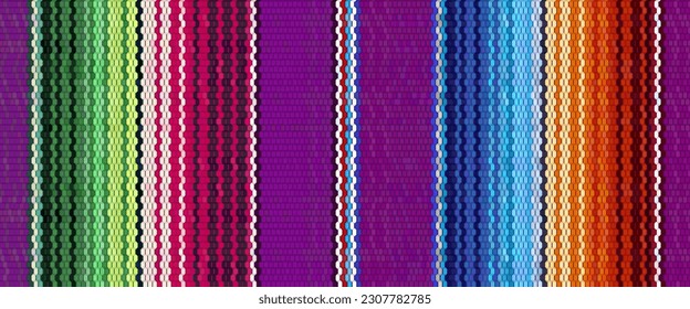 Realistic mexican blanket stripes seamless pattern. Colorful ethnic mexican fabric pattern. Mexican poncho. 