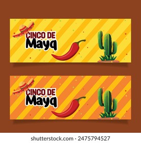 Realistic Mexican Pepper Cinco De Mayo Horizontal Banner Vector Template, Pepper Festival Celebration Event Template Design