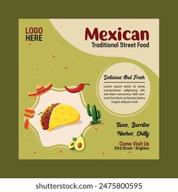 Realistic Mexican Taco Food Cinco De Mayo Banner With Poster Vector Template, Mexican Delicious Food, Party Symbol Poster Template. Taco Pepper Chili Tasty