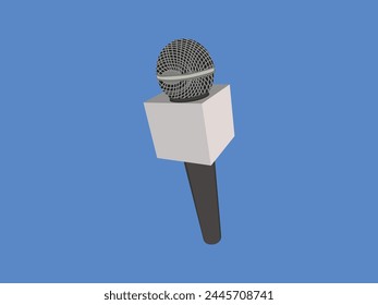 realistic microphone isolated blue background vector