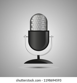 realistic microphone isolated on light grey background